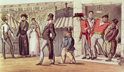The Occupation of Paris, 1814. English Visitors in the Palais Royal by English School